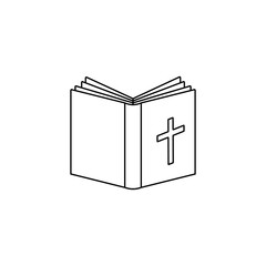 Book line icon, outline sign, linear style pictogram isolated on white. Library symbol, logo illustration