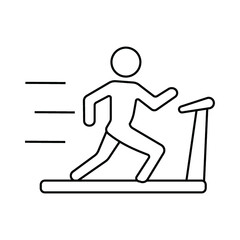 Treadmill linear icon. Thin line illustration. Exercise machine. Contour symbol.Man on treadmill sign.