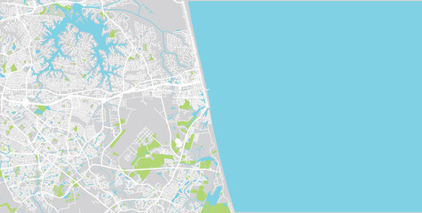 Urban vector city map of Virginia Beach, Virginia , United States of America