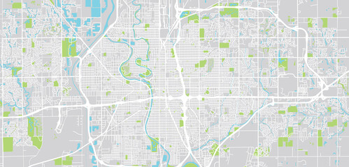 Urban vector city map of Wichita, Kansas , United States of America