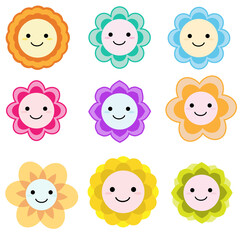 Cute colorful smiley face flowers