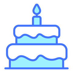 cake blue outline icon, isolated vector design