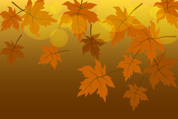 Fototapeta na wymiar Brown autumn background with leaves bokeh