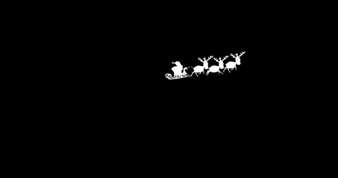 Digital image of silhouette of santa claus in sleigh being pulled by reindeers