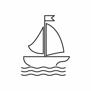 Floating boat line icon, concept sign, outline