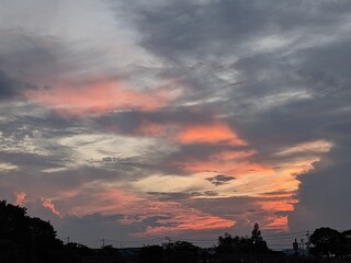sunset over the clouds