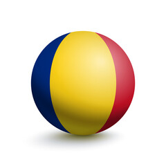 Fototapeta premium Flag of Romania in the form of a ball