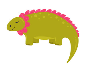 Illustration of cute cartoon dinosaur on white background. Can be used for children's room, sticker, t-shirt, mug and other design. Cute little dinosaur.