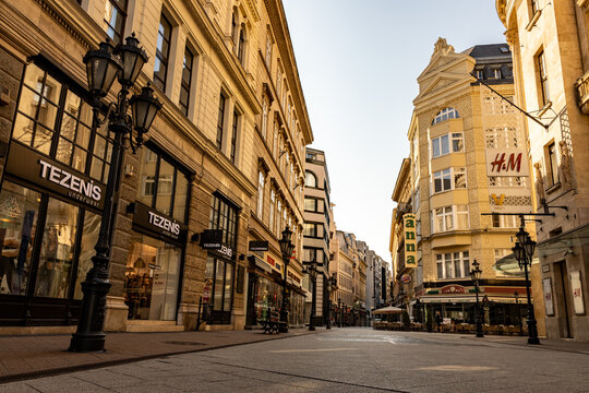 Sunday Morning In Main Street Of Budapest, Empty City