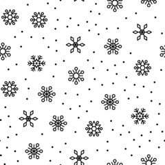 Snowflakes random seamless pattern. Winter and christmas background texture.