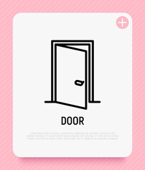 Open door thin line icon. Modern vector illustration, element of architecture.