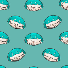 Funny animal snake cartoon, seamless pattern of wallpaper or background.  animal head mascot cute version cartoon vector illustration watercolor.