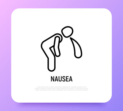 Nausea thin line icon. Modern vector illustration of vomiting.