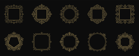 Vintage flourishes ornament frames set vector illustration