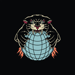 panther tattoo illustration vector design