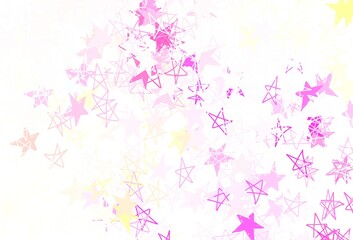 Light Pink, Yellow vector background with colored stars.