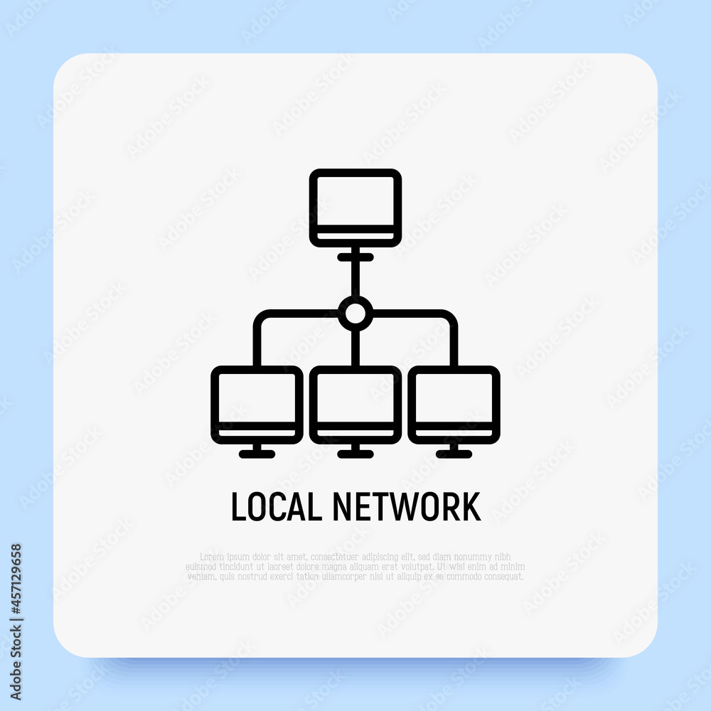 Poster local network thin line icon. modern vector illustration of computer connection.