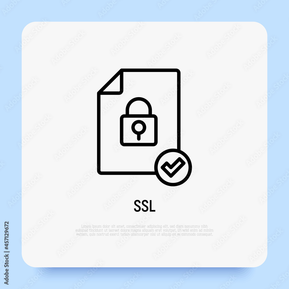 Poster ssl thin line icon. modern vector illustration of secure payment.