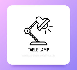 Table lamp thin line icon. Modern vector illustration of desk lighting.