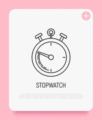 Stopwatch thin line icon. Modern vector illustration.