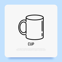 Coffee cup thin line icon. Promotional product. Vector illustration.
