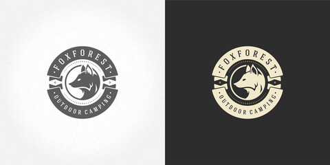 Fox head wild animal logo emblem vector illustration silhouette for shirt or print stamp