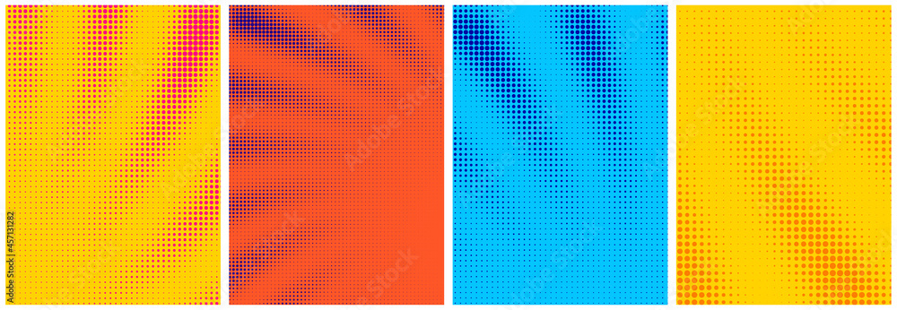 Poster set of abstract halftone rays backgrounds.