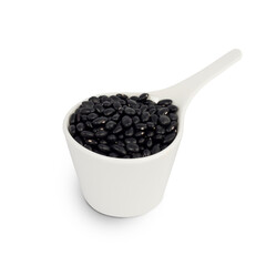 Cup of Black Beans on white background