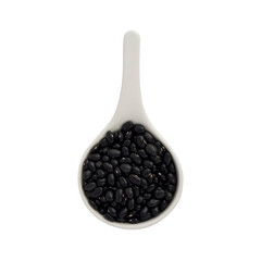 Cup of Black Beans on white background. Top view