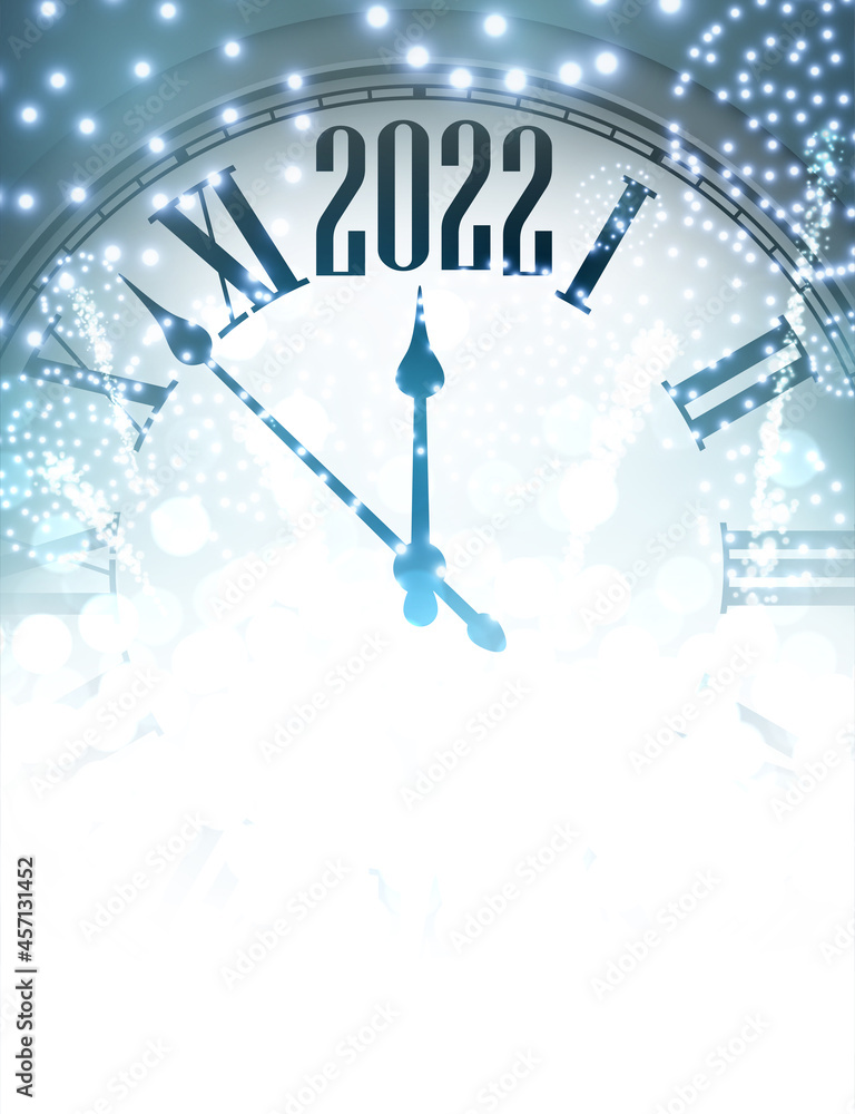 Poster clock showing 2022 with sparkling snow.