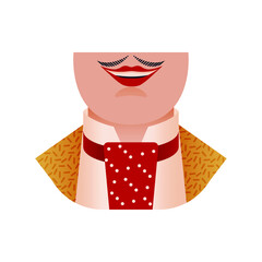Vintage Retro Sticker. Modern Flat Vector Concept Illustrations. Parts of Face. Mouth, Mustache, Lips, Chin, Cheeks, Neck Icon. Social Media Ads.