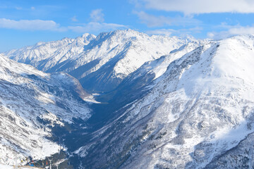 Fototapeta na wymiar Ski slope on Elbrus. Caucasus snowy mountains.