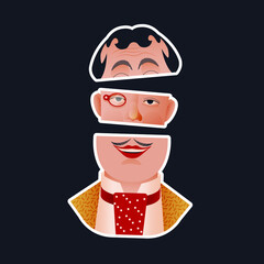 Vintage Retro Stickers. Modern Flat Vector Concept Illustrations. Parts of Face. Social Media Ads.