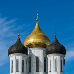 orthodox domes on a blue sky background