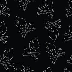 Campfire pattern repeat seamless in black color for any design. Vector geometric illustration