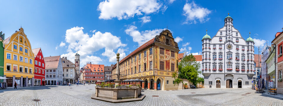 Panorama, Marktplatz, Memmingen, Bayern, Deutschland 