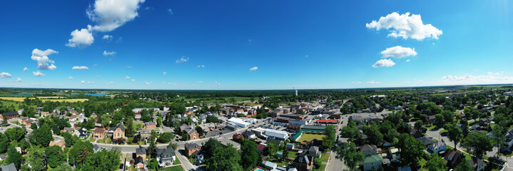 Fototapeta na wymiar Aerial panorama view of the town of Hagersville, Ontario, Canada