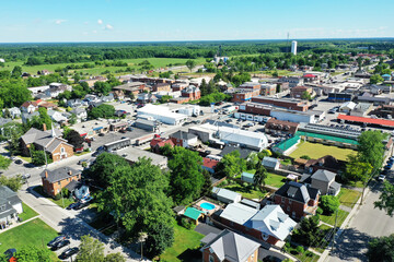Obraz premium Aerial view of the town of Hagersville, Ontario, Canada