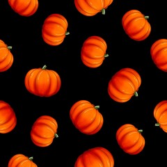 Drawn seamless background with pumpkins
