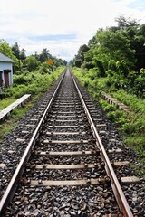 Fototapeta na wymiar Railway track in the morning