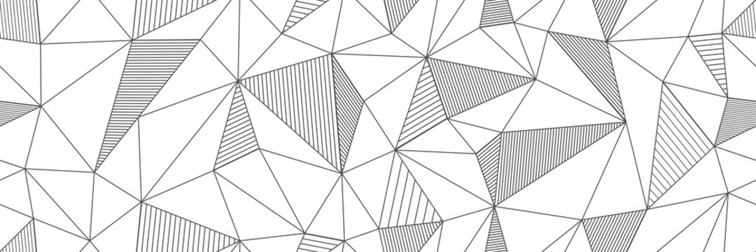 Seamless Linear Pattern Forms Triangles With Hatching Elements. Vector Illustrations For Textures, Textiles, Simple Backgrounds, Covers And Banners