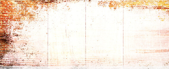 Panoramic background of wide old red brick wall texture. Home or office design backdrop