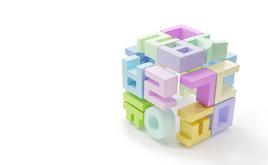 Obraz premium abstract cube consisting of the Korean alphabet.