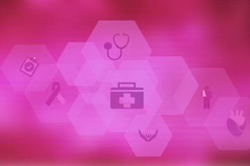 2d illustration medical health care symbols futuristic background

