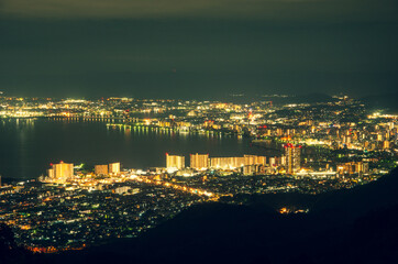 Fototapeta premium 比叡山ドライブウェイから望む琵琶湖夜景