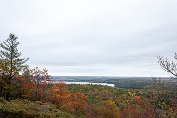 river through an autumn landscape from the top of a mountain