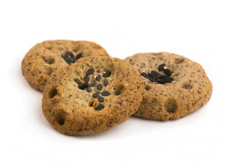 cookies with hemp on white background