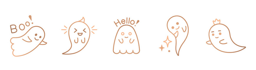 Halloween ghost line art. Vector cute ghost clipart