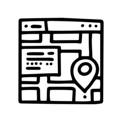 online map line vector doodle simple icon