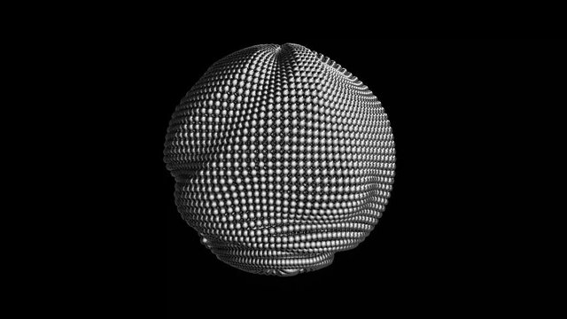 3D animation of a silver sphere in balls. Abstract futuristic animation, intro, video for music.

